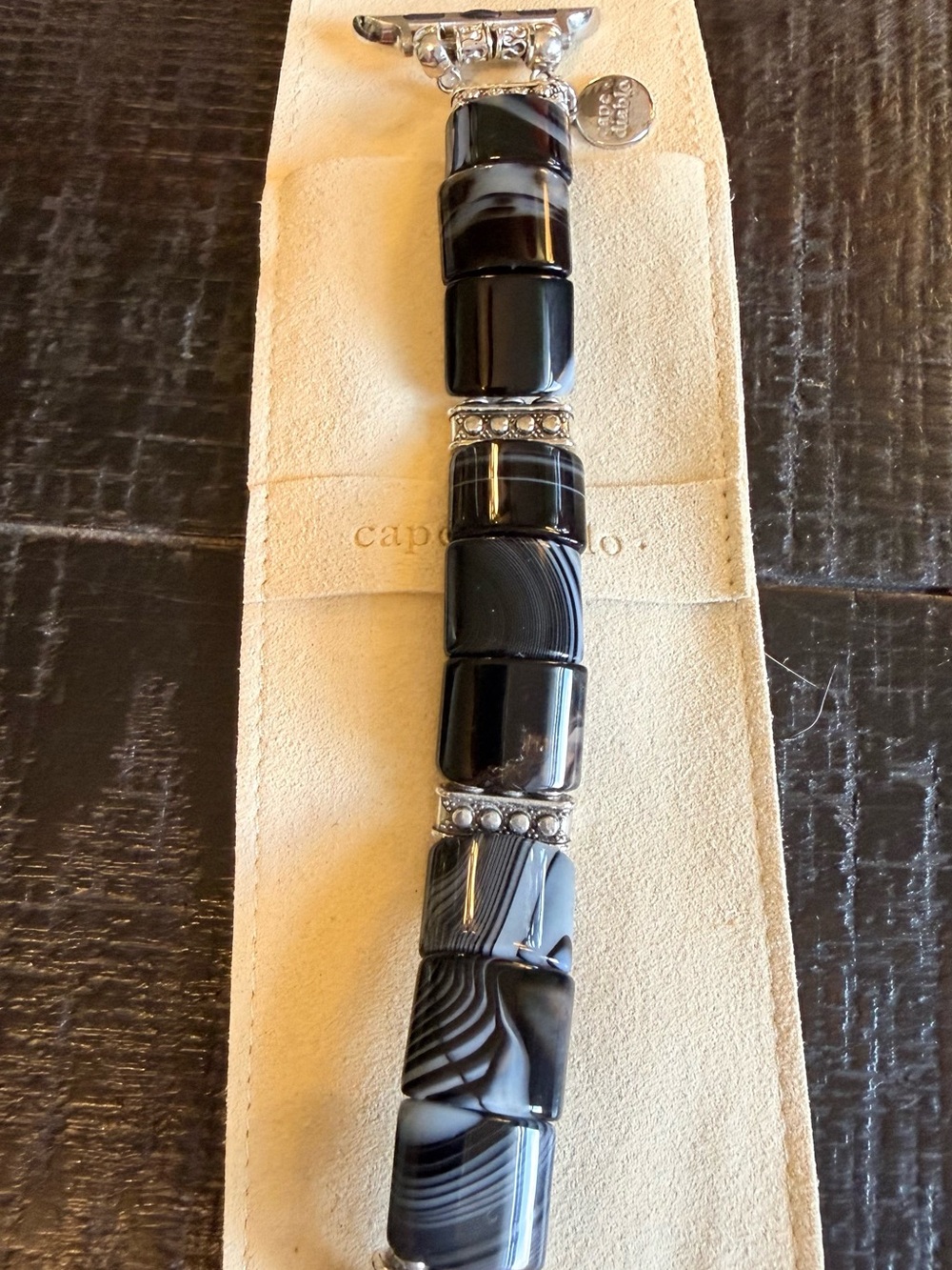 Cape Diablo Black and White Agate Inlay Women's Watch Band